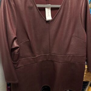 V-Neck Burgundy Long Sleeve Top